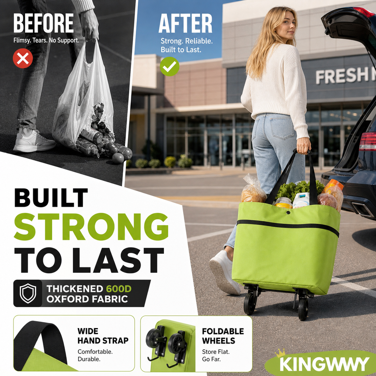 🔥HOT SALE 50% OFF🔥Novveo™ Foldable 2-in-1 Shopping Bag