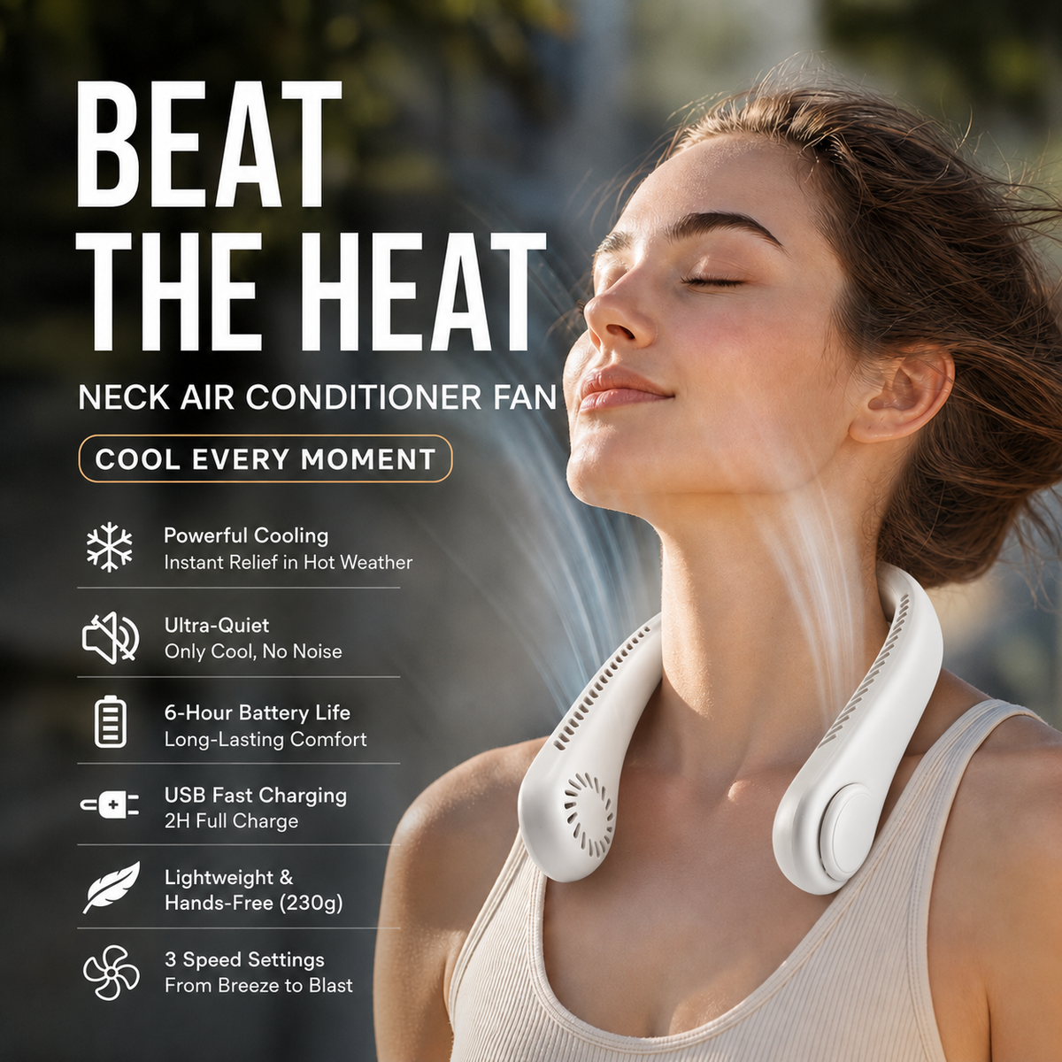 Loves™ 🥳 HOT SALE 🥳 50K+ SOLD! 🍃 Neck Air Conditioner Fan – Quiet, Hands-Free Cooling 😎🌬️
